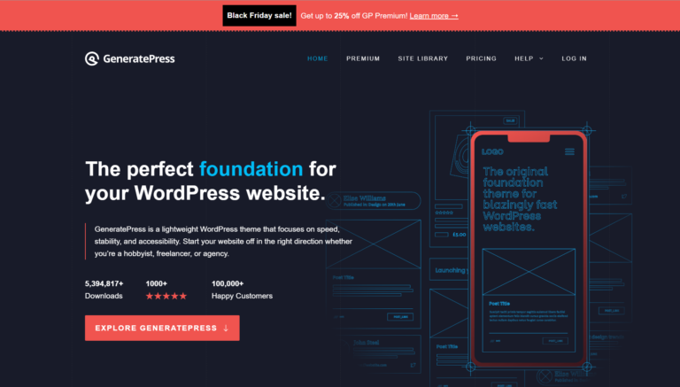 GeneratePress Black Friday Deals 2024: 25% OFF on Yearly Plans + $30 OFF on Lifetime Plan